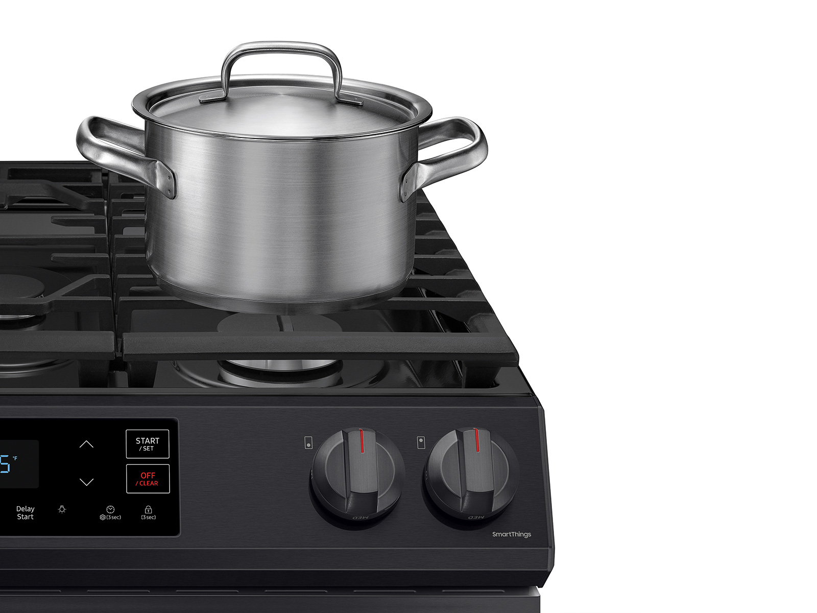 Premium Vector  Hot pan is burning on a gas stove stainless steel metal  background