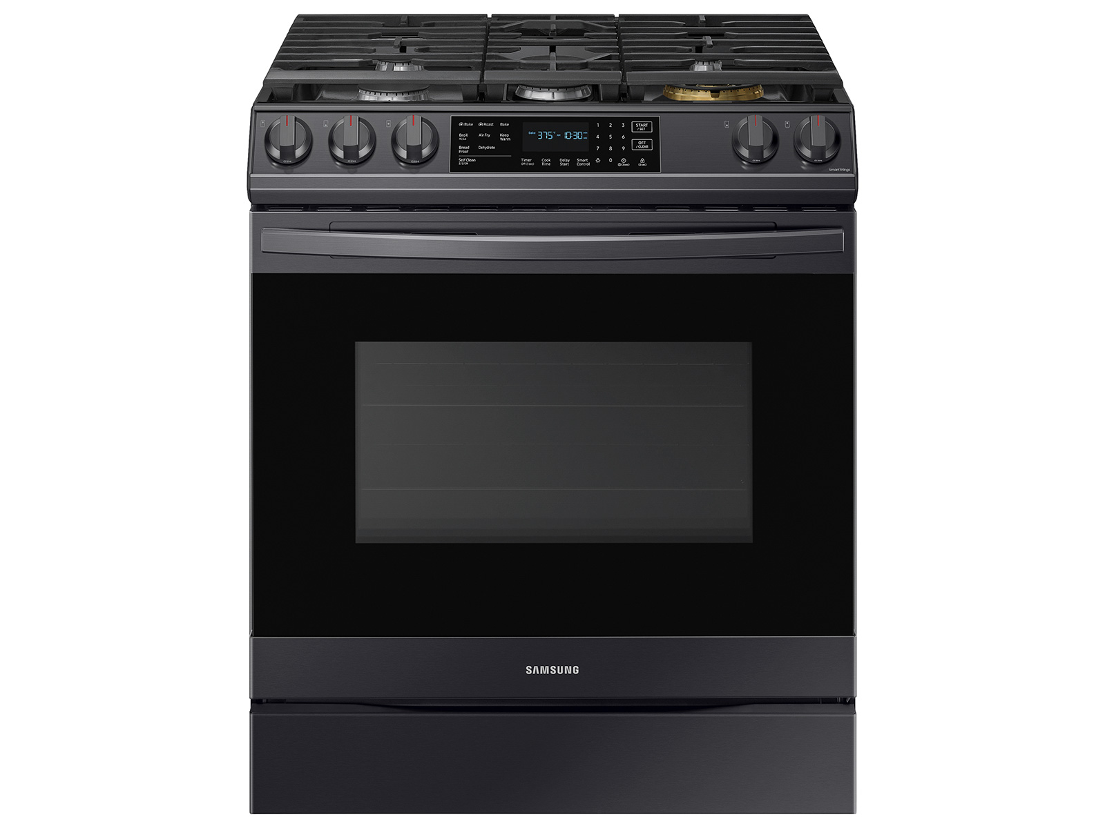 Samsung 6.0 cu ft. Smart Slide-in Gas Range with Air Fry in Black Stainless Steel(NX60T8511SG/AA)