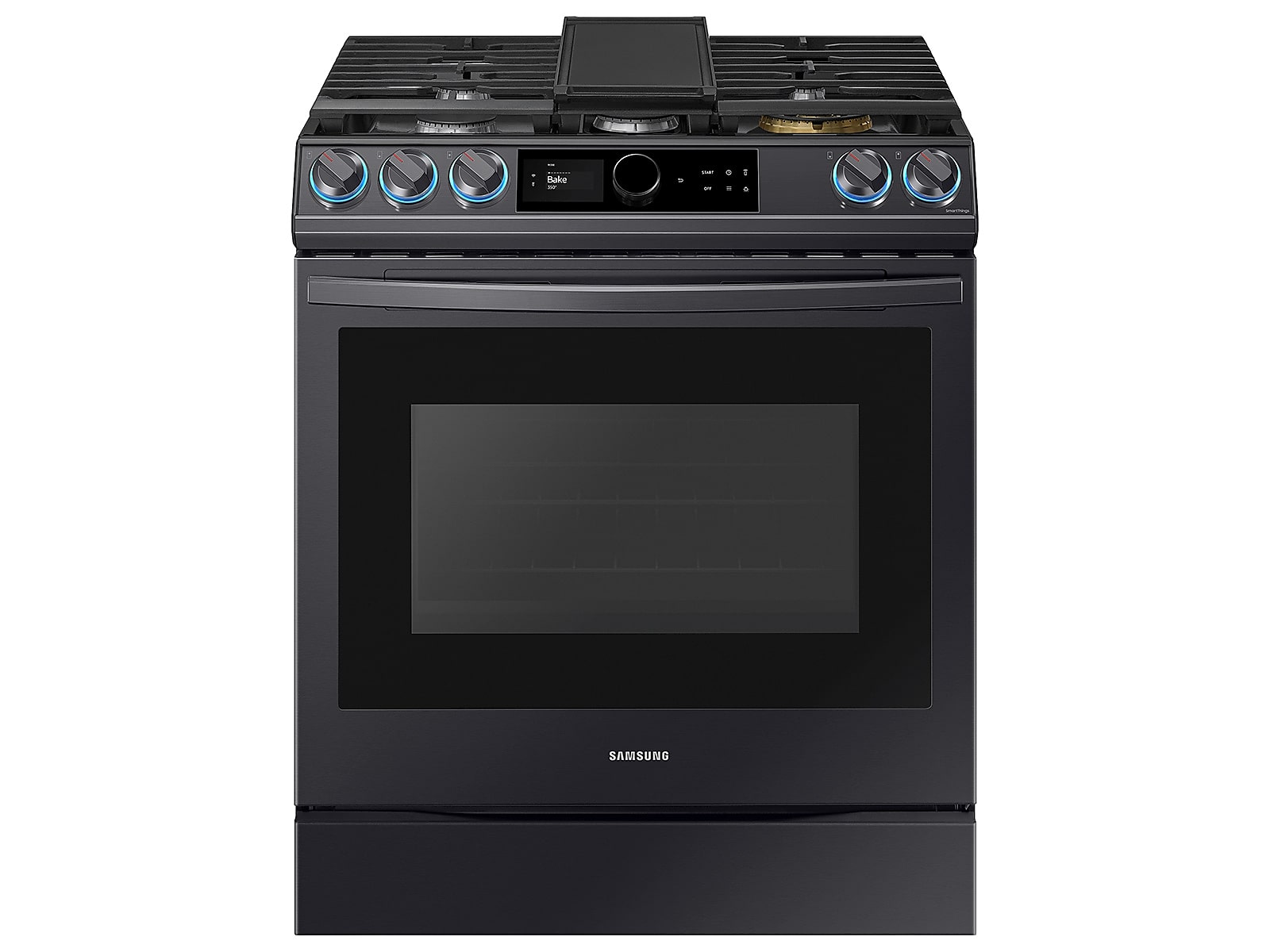 Samsung 6.0 cu ft. Smart Slide-in Gas Range with Smart Dial & Air Fry in Black Stainless Steel(NX60T8711SG/AA)