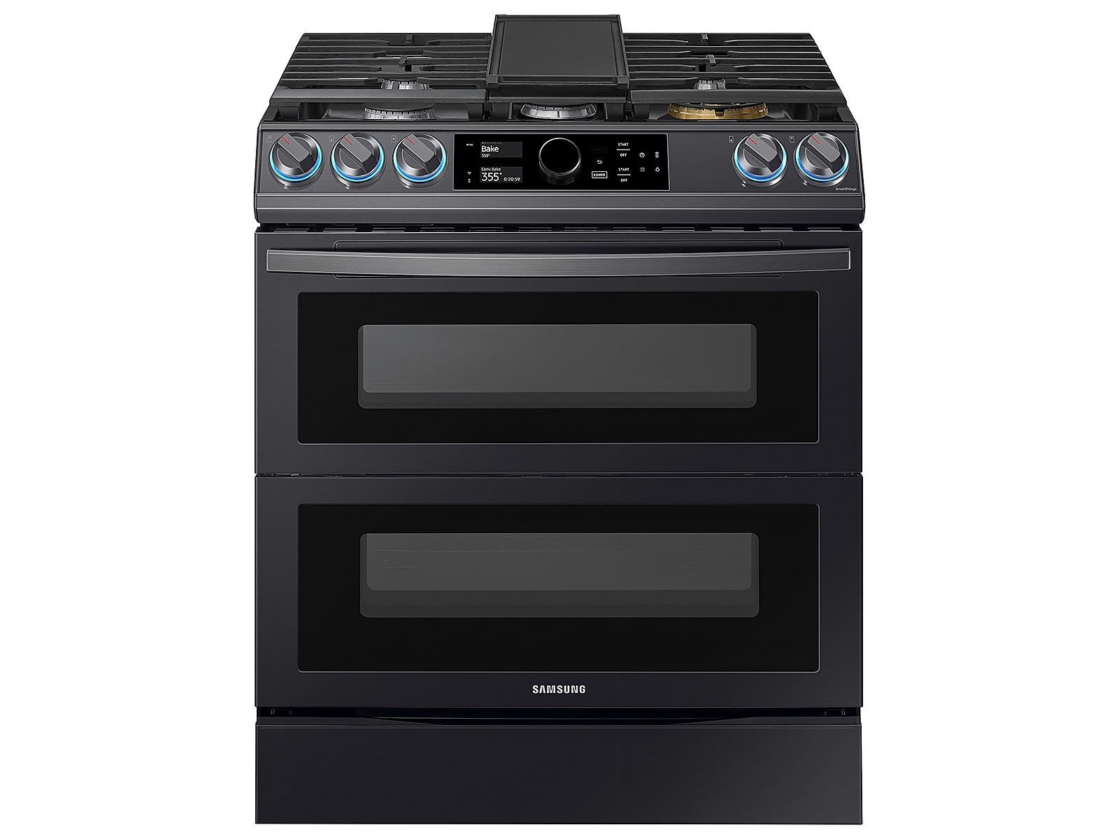 Samsung 6.3 cu. ft. Flex Duo™ Front Control Slide-in Dual Fuel Range with Smart Dial, Air Fry, and Wi-Fi in Black Stainless Steel(NY63T8751SG/AA)