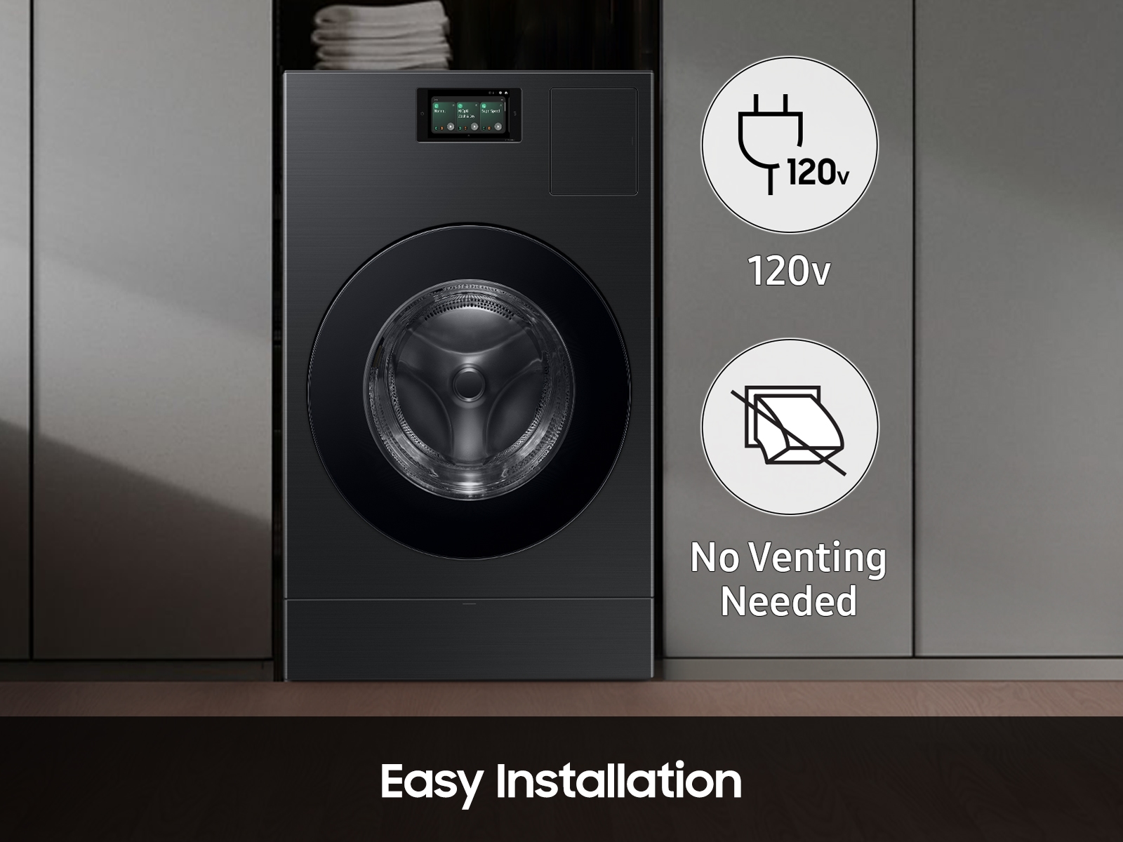 Thumbnail image of 5.3 cu. ft. Bespoke AI Laundry Ventless Heat Pump Dryer Combo&trade; All-in-One Ultra Capacity Washer with AI Home in Brushed Black
