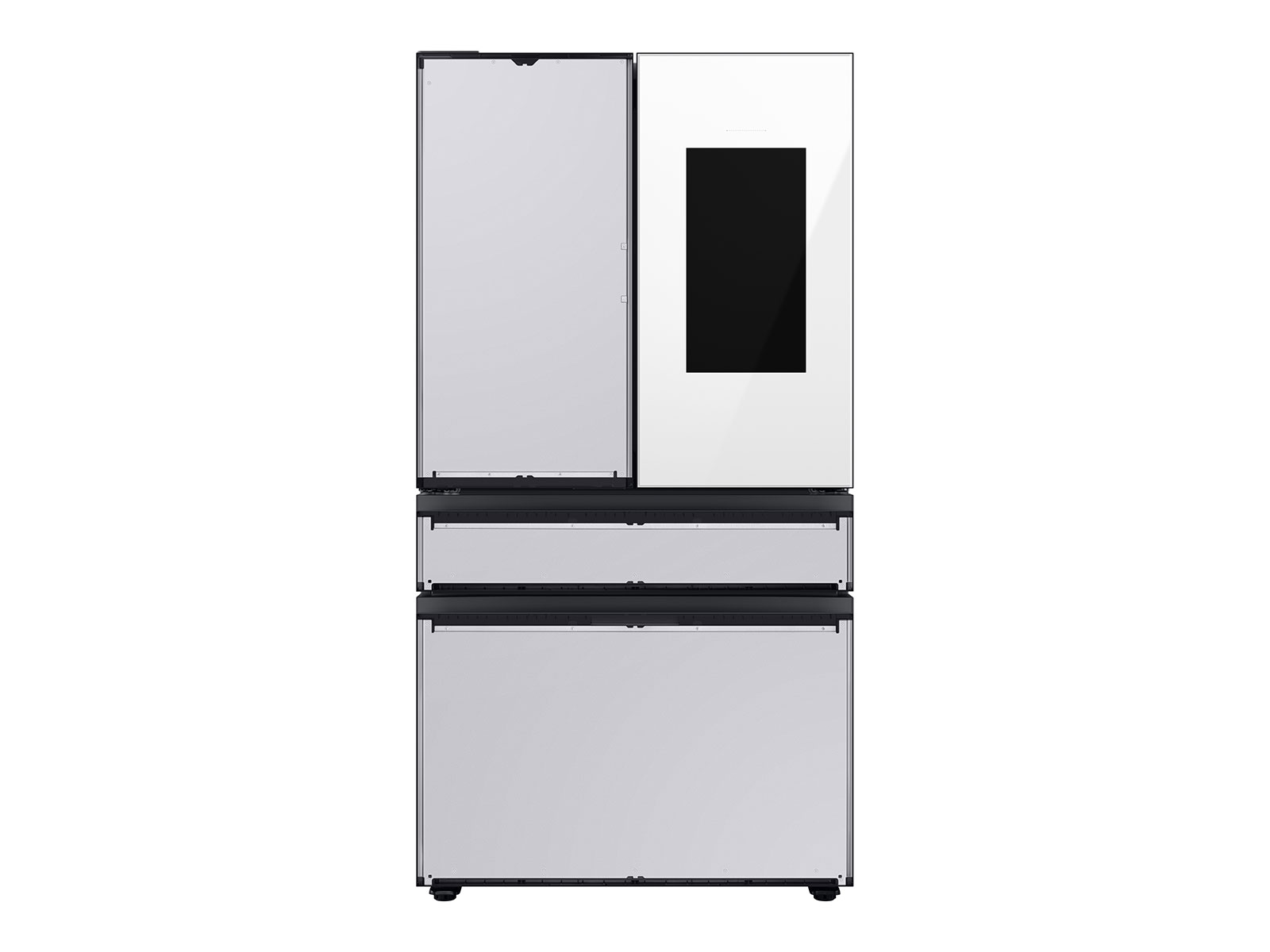 Samsung Bespoke 4-Door French Door Refrigerator in Charcoal Glass with Customizable Panel Colors (23 cu. ft.) - with Family Hub™ Panel in White Glass - in Charcoal Glass with Customizable Panel Colors (with Customizable Panel Colors)