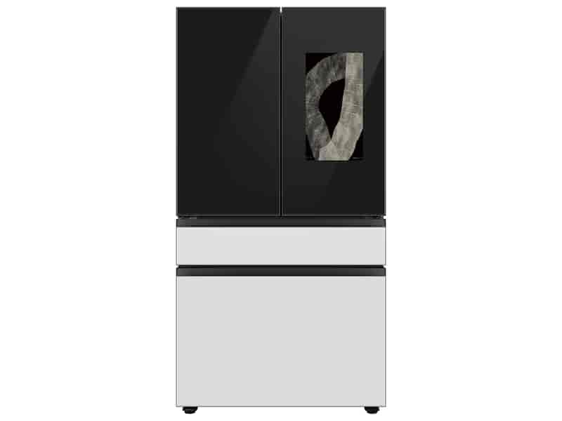 Bespoke 4-Door French Door Refrigerator (29 cu. ft.)–with Family Hub™ Panel in Charcoal Glass – (with Customizable Door Panel Colors) in Charcoal Glass Top, White Glass Middle and Bottom Panels
