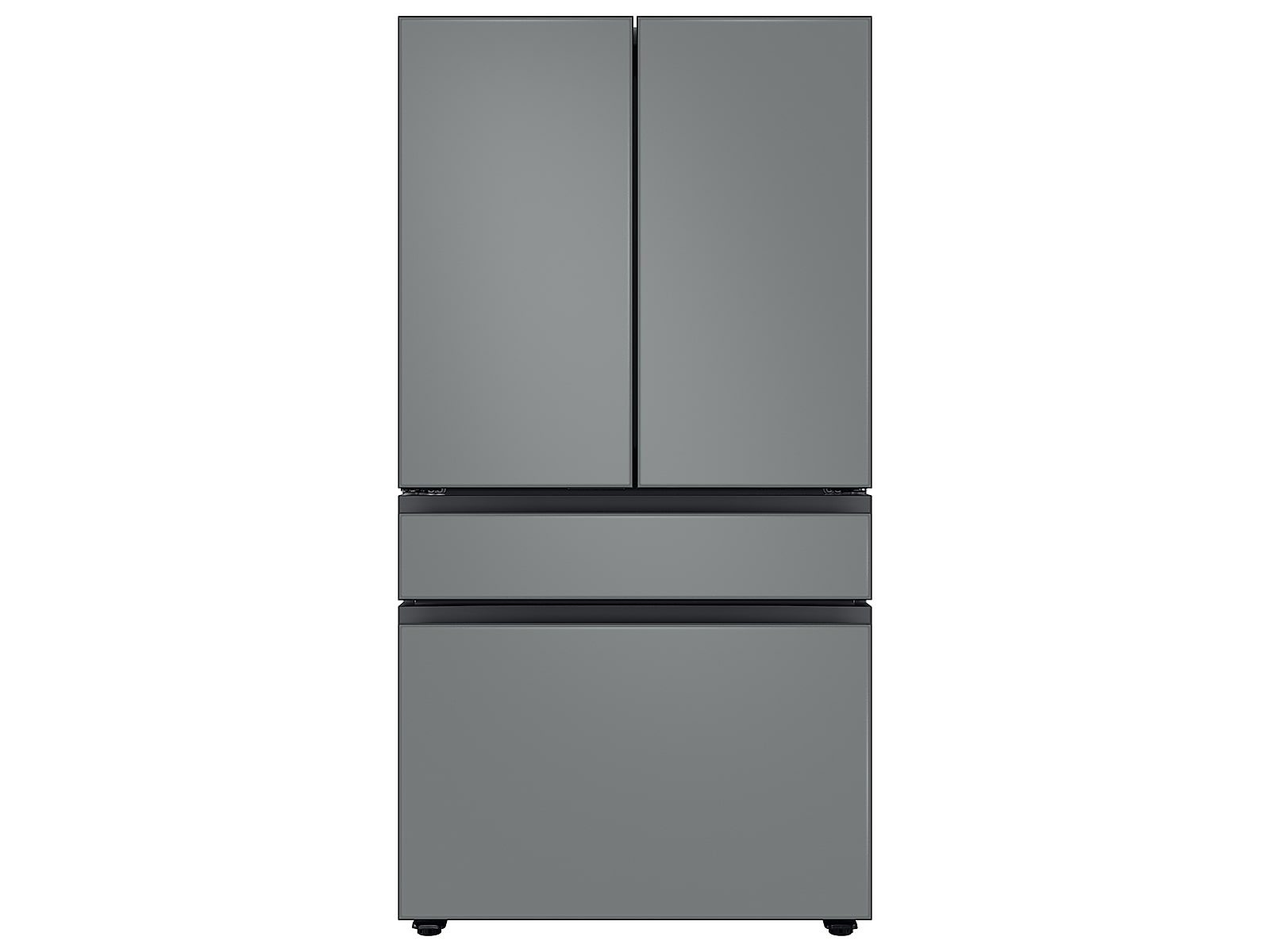 Samsung Bespoke 4-Door French Door Refrigerator in White Glass (23 cu. ft.) with AutoFill Water Pitcher and Customizable Door Panel Colors in Grey Glass