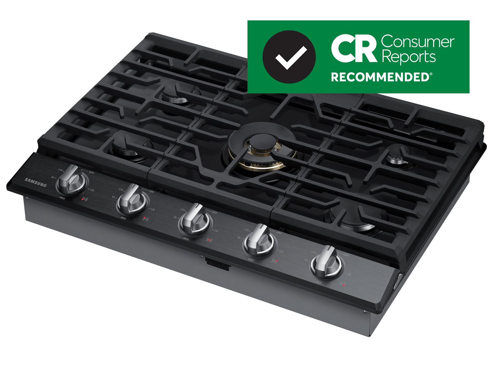 Thumbnail image of 30&quot; Smart Gas Cooktop with Illuminated Knobs in Black Stainless Steel