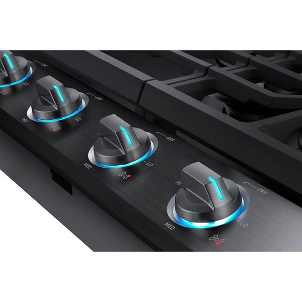 Thumbnail image of 30&quot; Smart Gas Cooktop with Illuminated Knobs in Black Stainless Steel