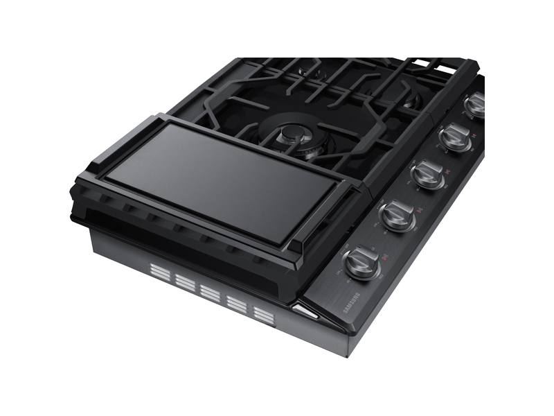 30&quot; Smart Gas Cooktop with Illuminated Knobs in Black Stainless Steel