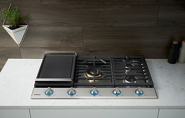 36 Smart Gas Cooktop With 22k Btu Dual, Countertop Gas Stove With Grills