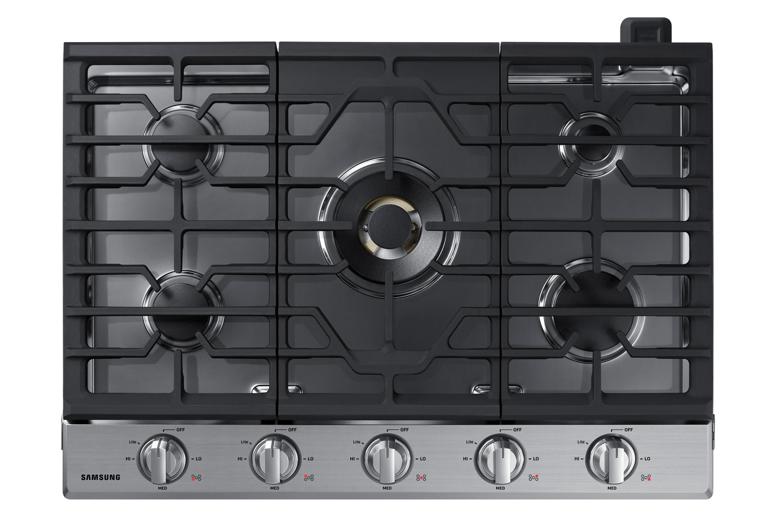 Samsung 30" Smart Gas Cooktop with 22K BTU Dual Power Burner in Stainless Steel/ Black Stainless(NA30N7755TS/AA)