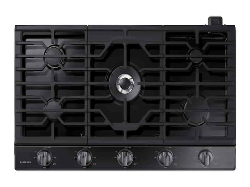 36” Smart Gas Cooktop with Illuminated Knobs in Black Stainless Steel