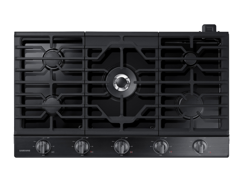 36&quot; Smart Gas Cooktop with Illuminated Knobs in Black Stainless Steel