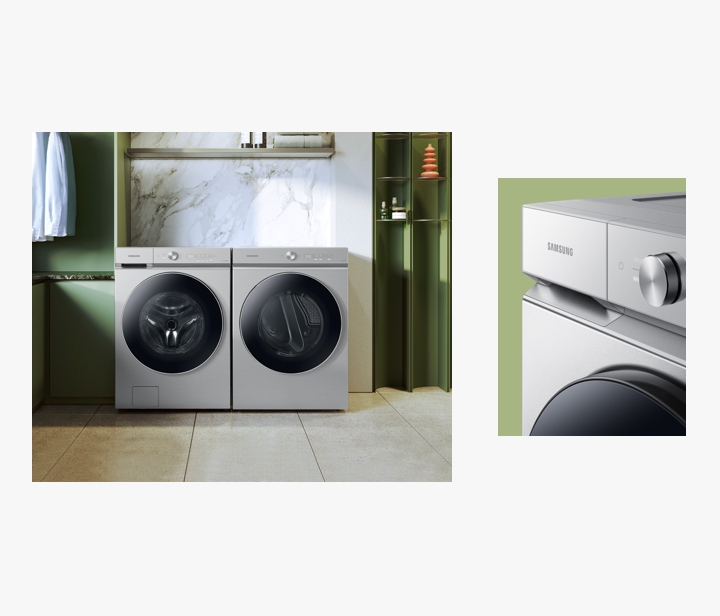 Samsung Bespoke 5.3 Cu. Ft. Front Load Washer and 7.6 Cu. Ft