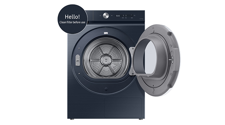 Bespoke 7.8 cu. ft. Ultra Capacity Ventless Hybrid Heat Pump Dryer with AI Optimal Dry in Brushed Navy Samsung Business US