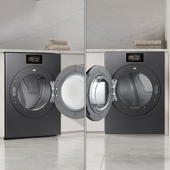 Door configurations for the Bespoke AI Ultra Capacity Front Load Dryer.