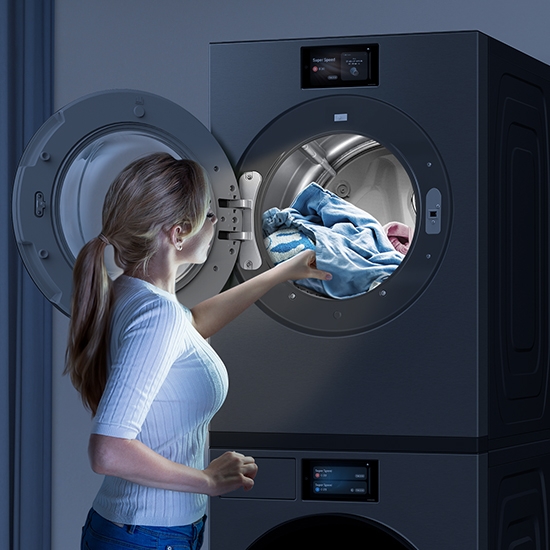 Interior dryer drum light of the Bespoke AI Ultra Capacity Front Load Dryer.