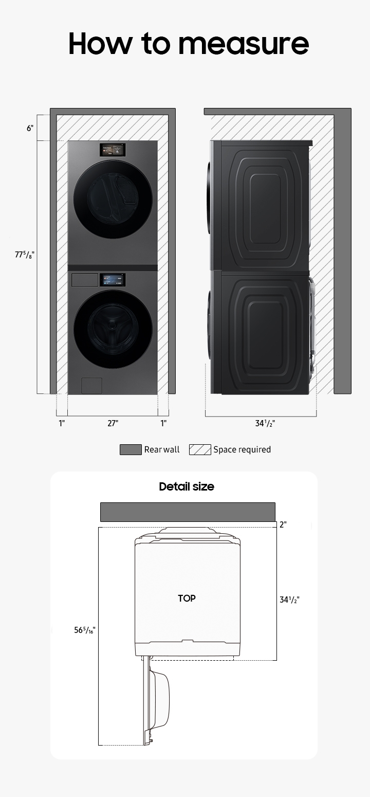 How to measure a dryer space for your Bespoke AI Ultra Capacity Front Load Dryer.