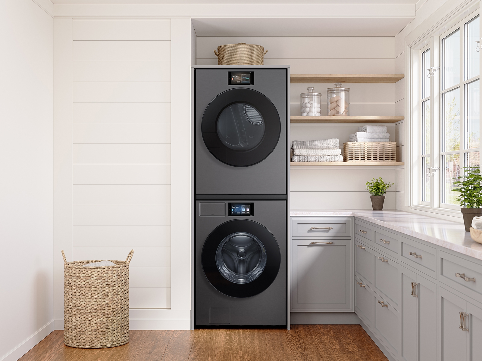 Thumbnail image of 7.6 cu. ft. Bespoke AI Ultra Capacity Front Load Electric Dryer with AI Home and AI OptiDry+ in Dark Steel
