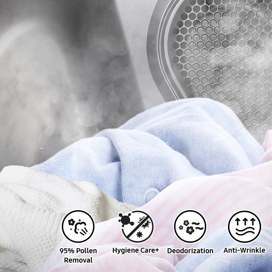 Steam Sanitize Cycle in Bespoke AI Ultra Capacity Front Load Dryer.