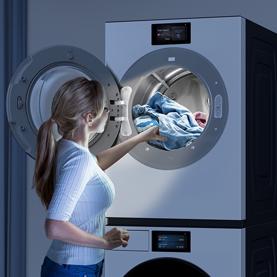 Interior dryer drum light of the Bespoke AI Ultra Capacity Front Load Dryer.