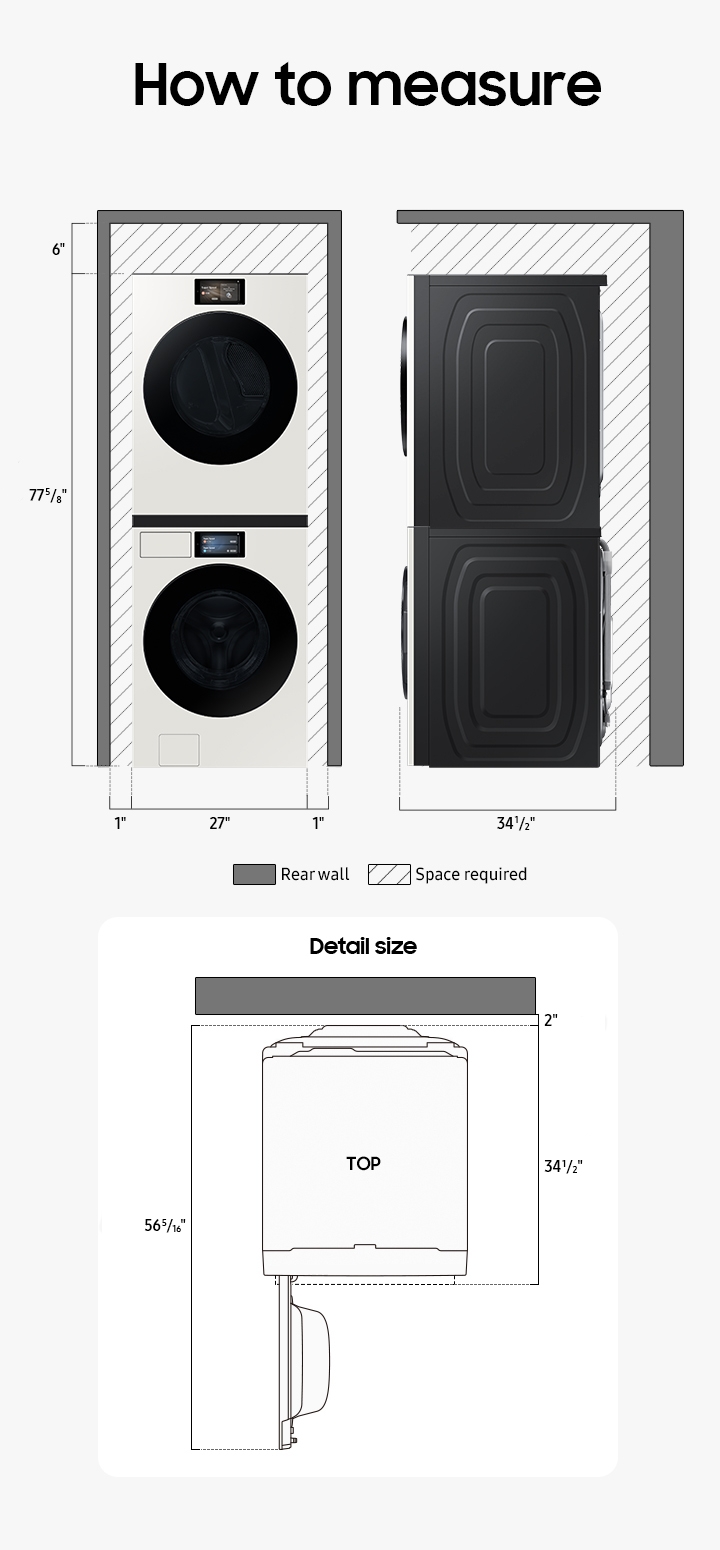 How to measure a dryer space for your Bespoke AI Ultra Capacity Front Load Dryer.