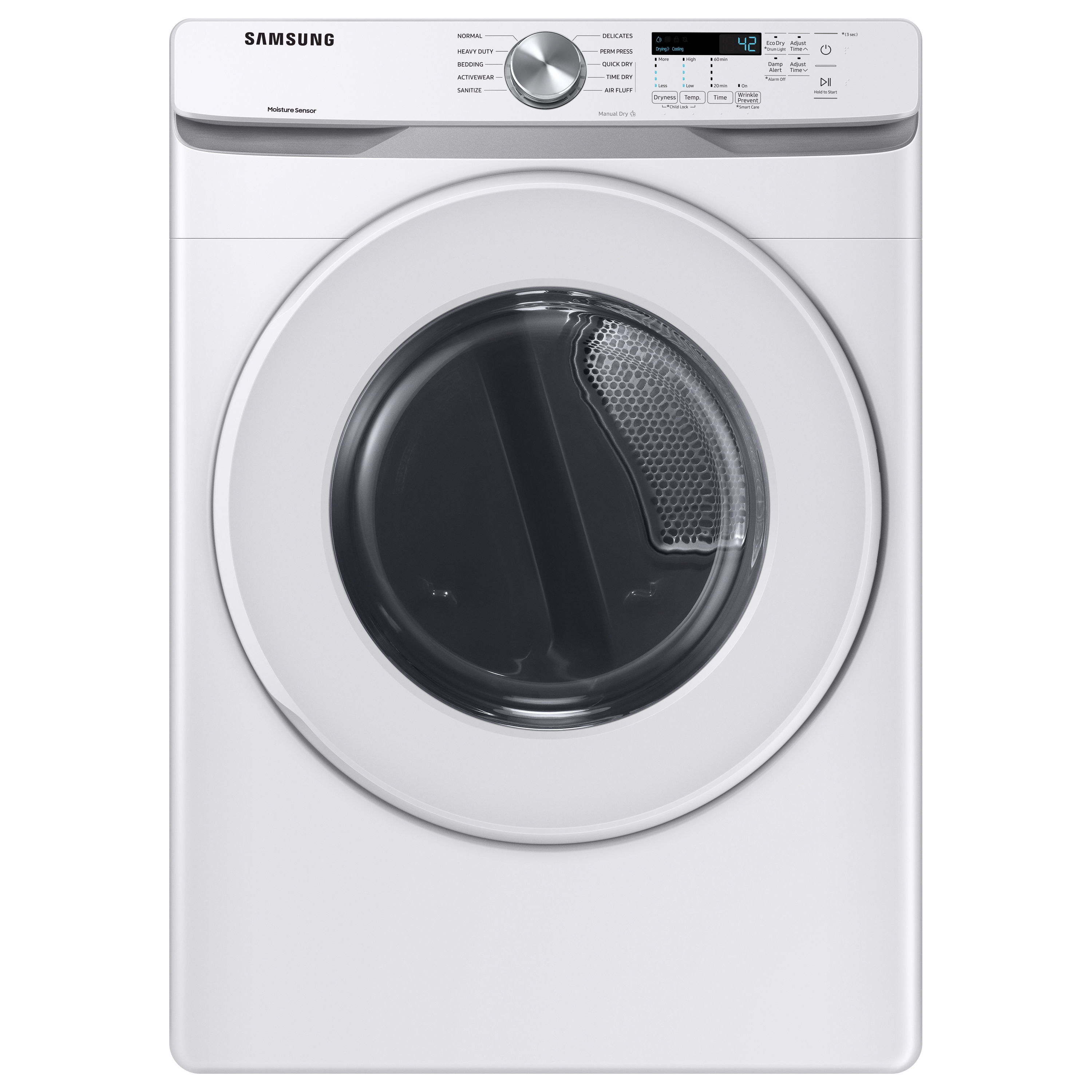 Samsung 7.5 cu. ft. Electric Long Vent Dryer with Sensor Dry in White(DVE45T6020W/A3)