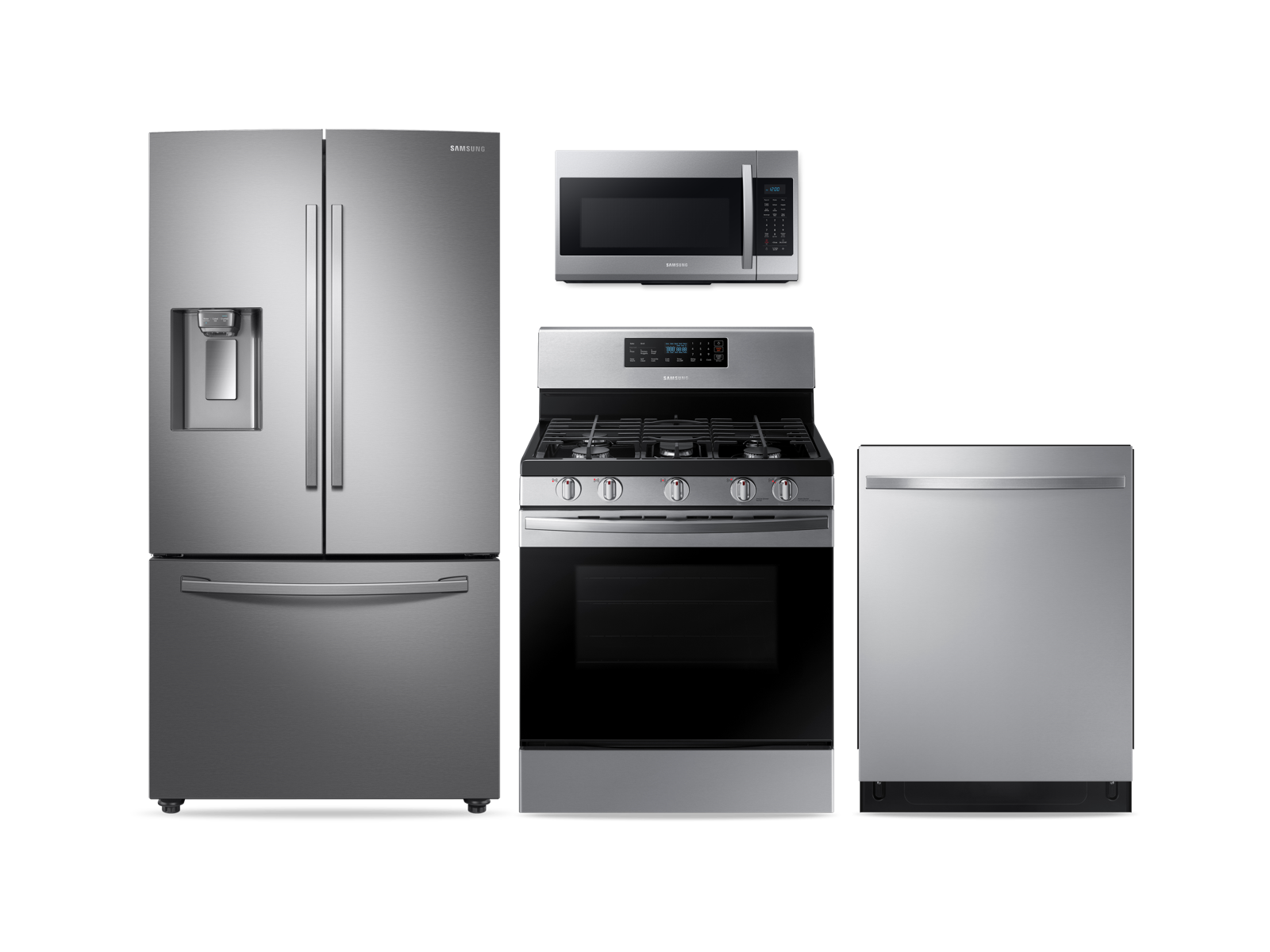 Photos - Fridge Samsung Large Capacity 3-door Refrigerator + Gas Range + StormWash Dishwas 