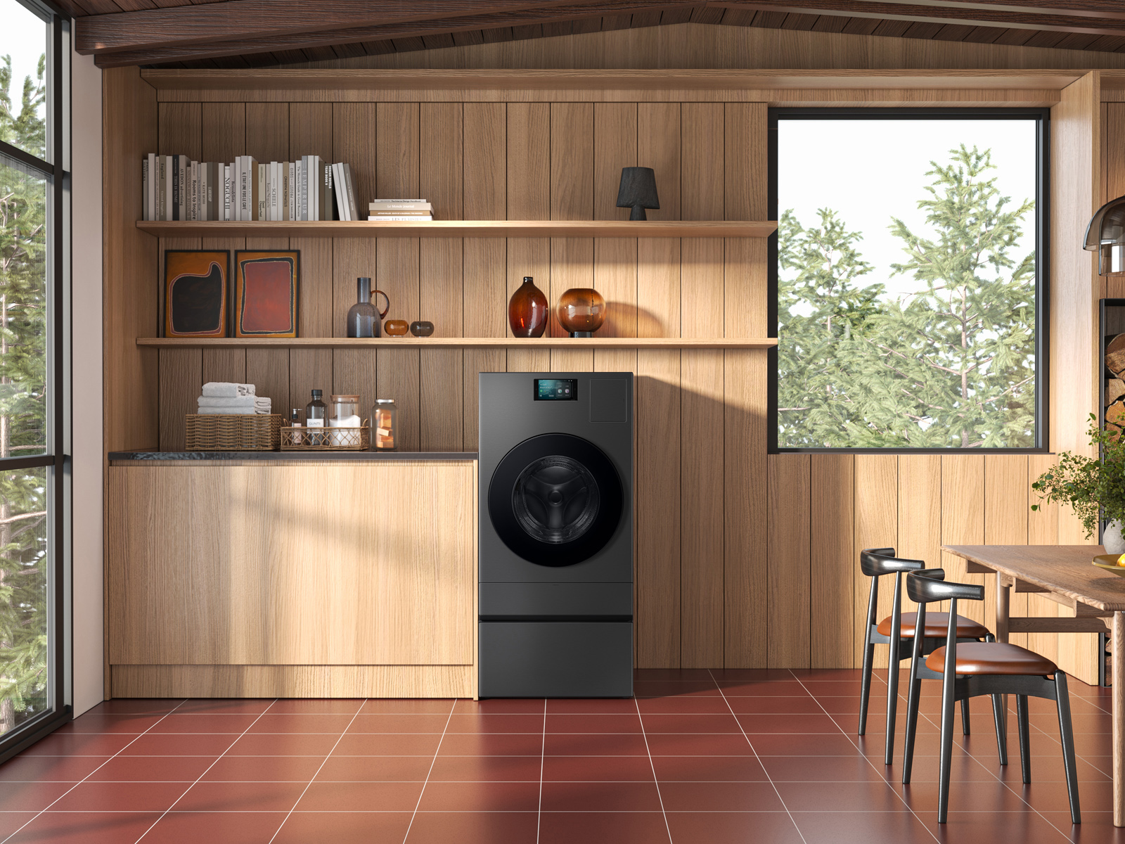 Thumbnail image of Bespoke AI Laundry Combo&trade; Pedestal with Storage Drawer in Dark Steel