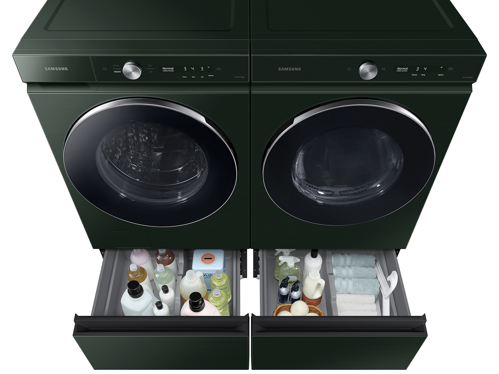 Thumbnail image of Bespoke 27” Laundry Pedestal with Storage Drawer in Forest Green