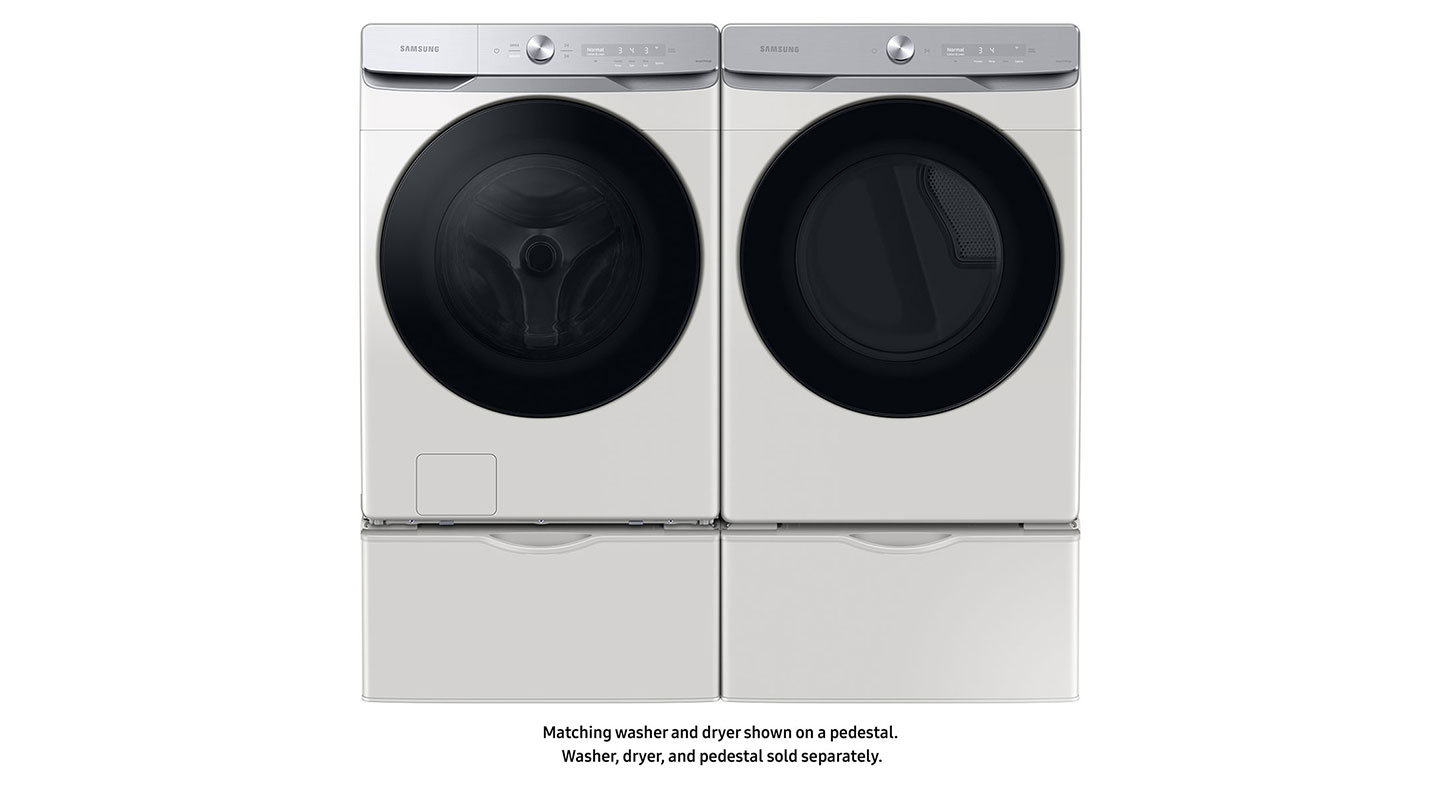 Samsung SAWADRGW60004 Side-by-Side on Pedestals Washer & Dryer Set with  Front Load Washer and Gas Dryer in White