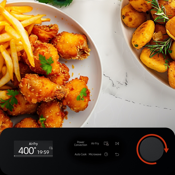 Samsung Black Glass Countertop Microwave with Air Fry