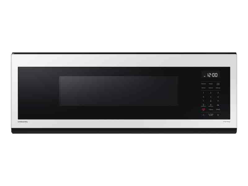 1.1 cu. ft. Bespoke Smart SLIM Over-the-Range Microwave with 400 CFM Hood Ventilation, Wi-Fi & Voice Control in White Glass