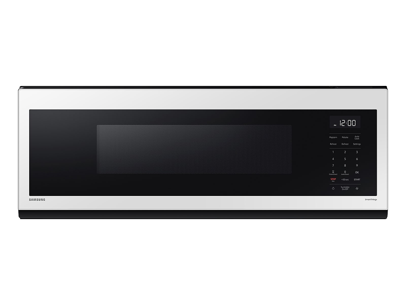 Samsung 1.1 cu. ft. Bespoke Smart SLIM Over-the-Range Microwave with 400 CFM Hood Ventilation, Wi-Fi & Voice Control in White Glass