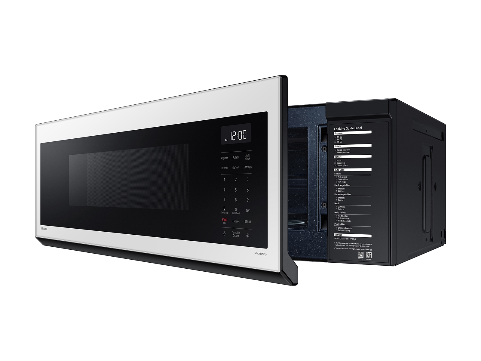 Thumbnail image of 1.1 cu. ft. Bespoke Smart SLIM Over-the-Range Microwave with 400 CFM Hood Ventilation, Wi-Fi &amp; Voice Control in White Glass