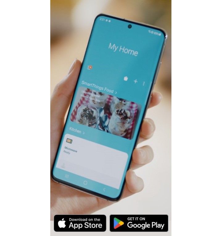 Person using smart phone to control their SmartThings home app
