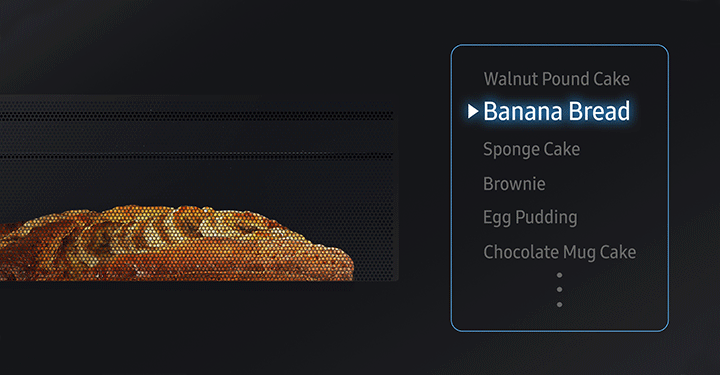 Banana bread being cooked in a Samsung Over the Range microwave