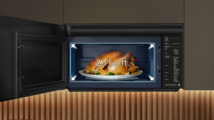 Turkey inside a 2.1 cu ft Samsung Over the Range Microwave