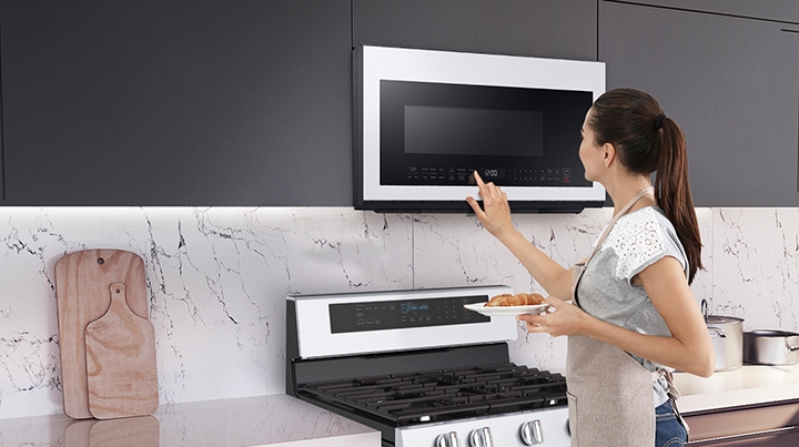 NQ70CB700D12AA in White Glass by Samsung in Schenectady, NY - Bespoke 30  Microwave Combination Wall Oven with with Flex Duo™ in White Glass