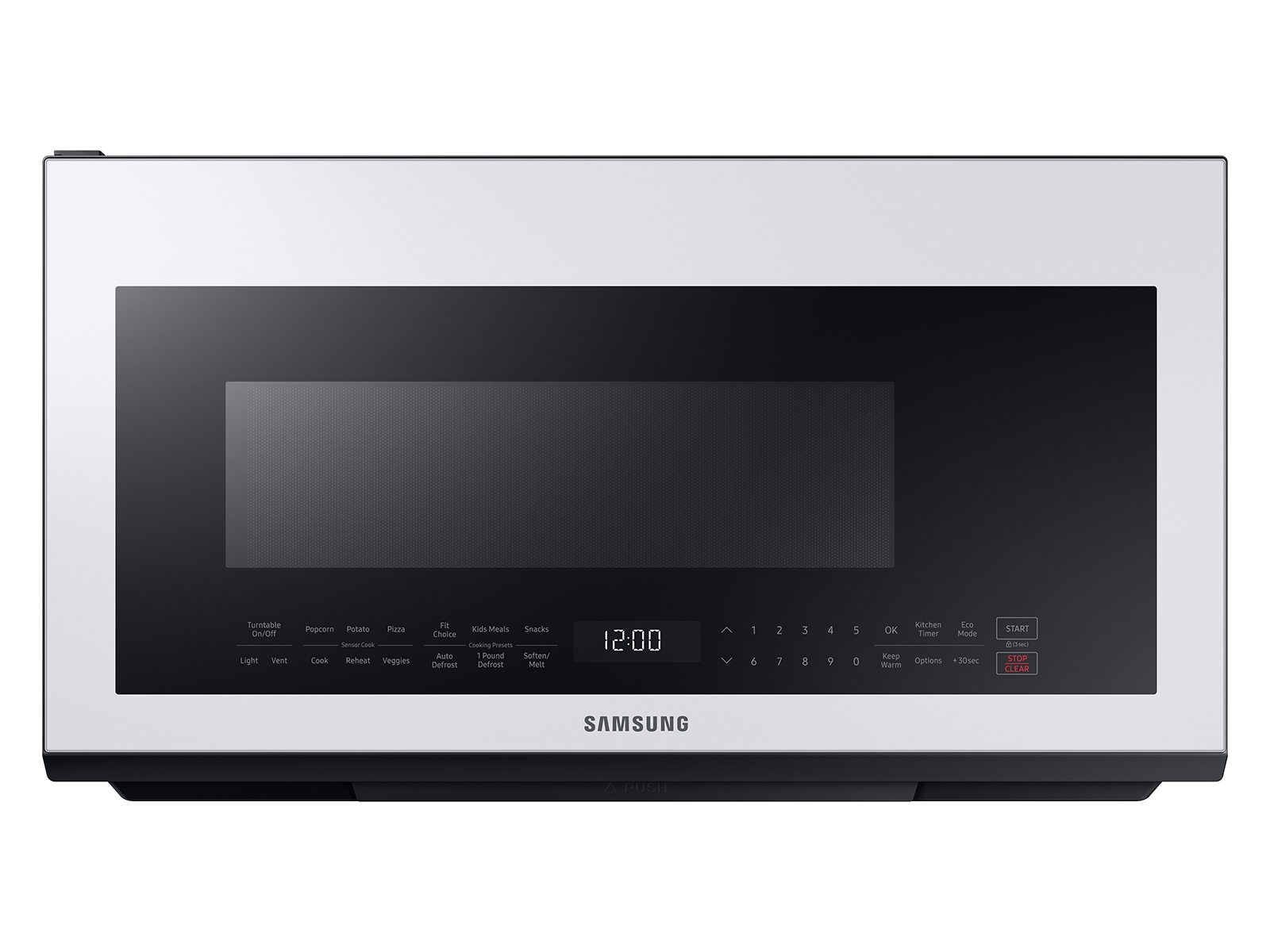 Samsung Bespoke Over-the-Range Microwave 2.1 cu. ft. with Sensor Cooking in White Glass(ME21B706B12/AA)