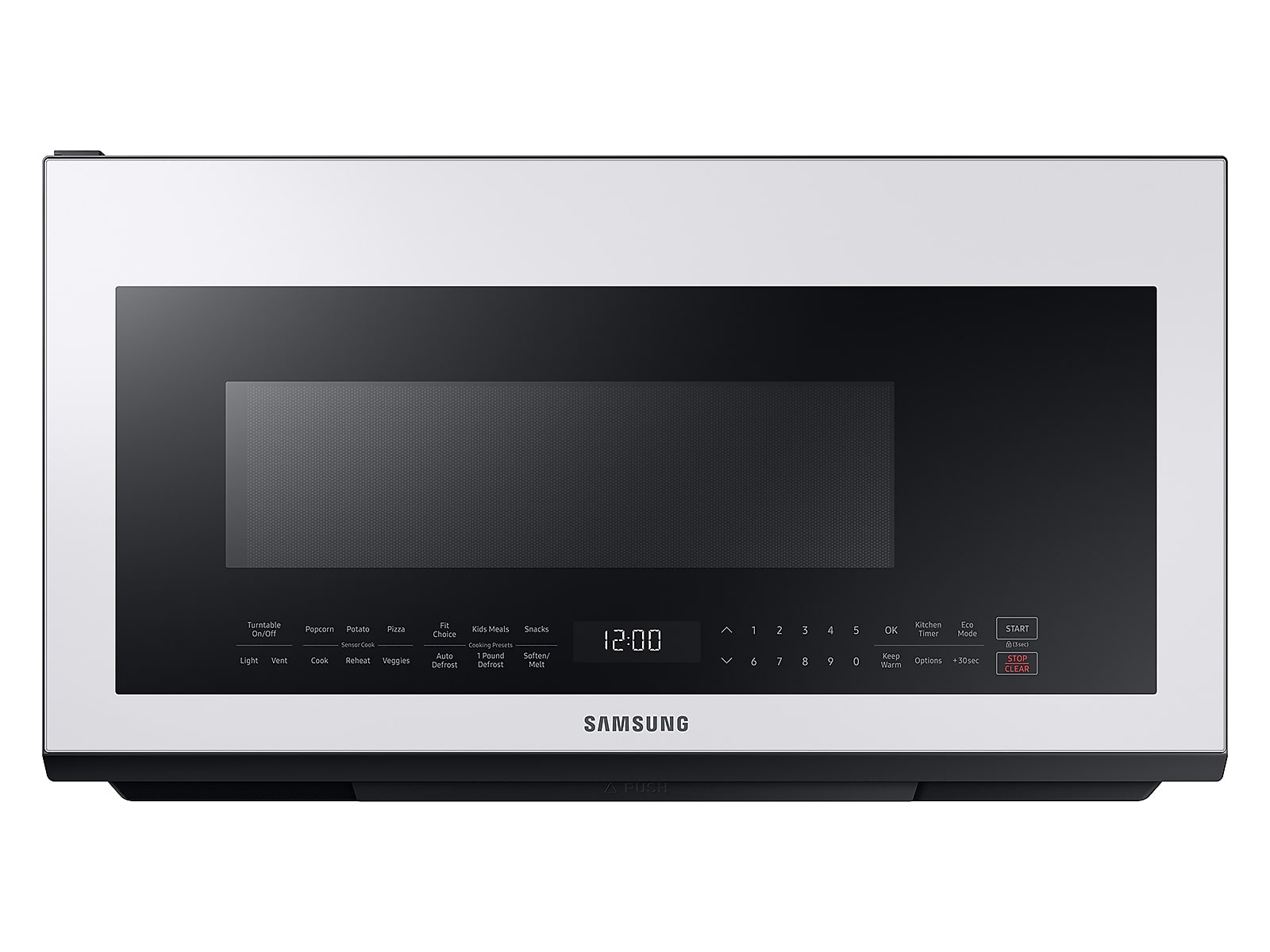 Samsung Bespoke Over-the-Range Microwave 2.1 cu. ft. with Sensor Cooking in White Glass(ME21B706B12/AA) photo