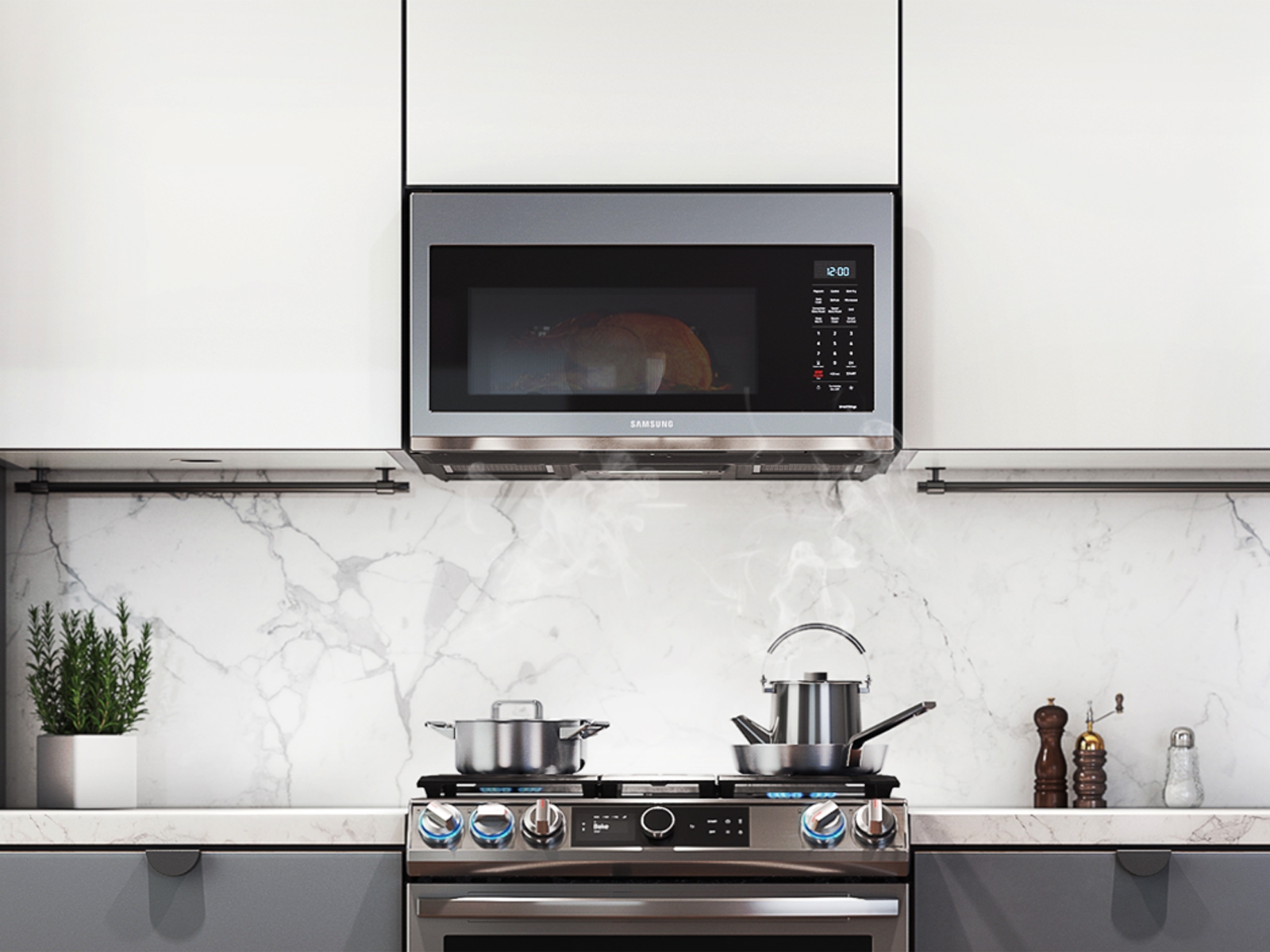 Thumbnail image of 1.7 cu ft. Smart Over-the-Range Microwave with Convection & Slim Fry™ in Stainless Steel