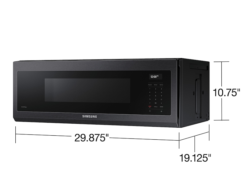1.1 cu. ft. Smart SLIM Over-the-Range Microwave with 550 CFM Hood Ventilation, Wi-Fi &amp; Voice Control in Black Stainless Steel