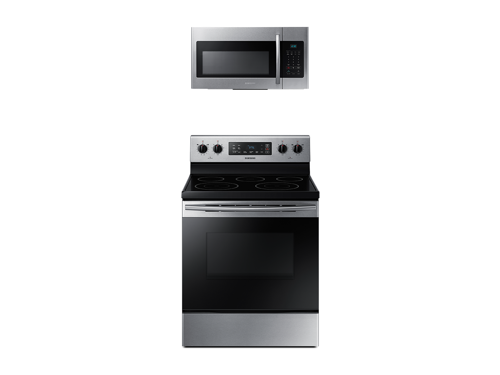 Samsung Freestanding Electric Range + Over-the-Range Microwave in Stainless Steel(BNDL-1646291346134)