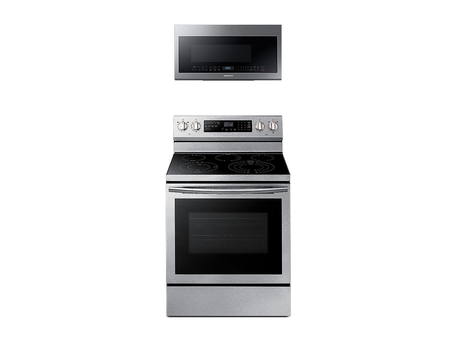 Samsung Freestanding Electric Range with True Convetion + Over-the-Range Microwave in Stainless Steel(BNDL-1646291346244)