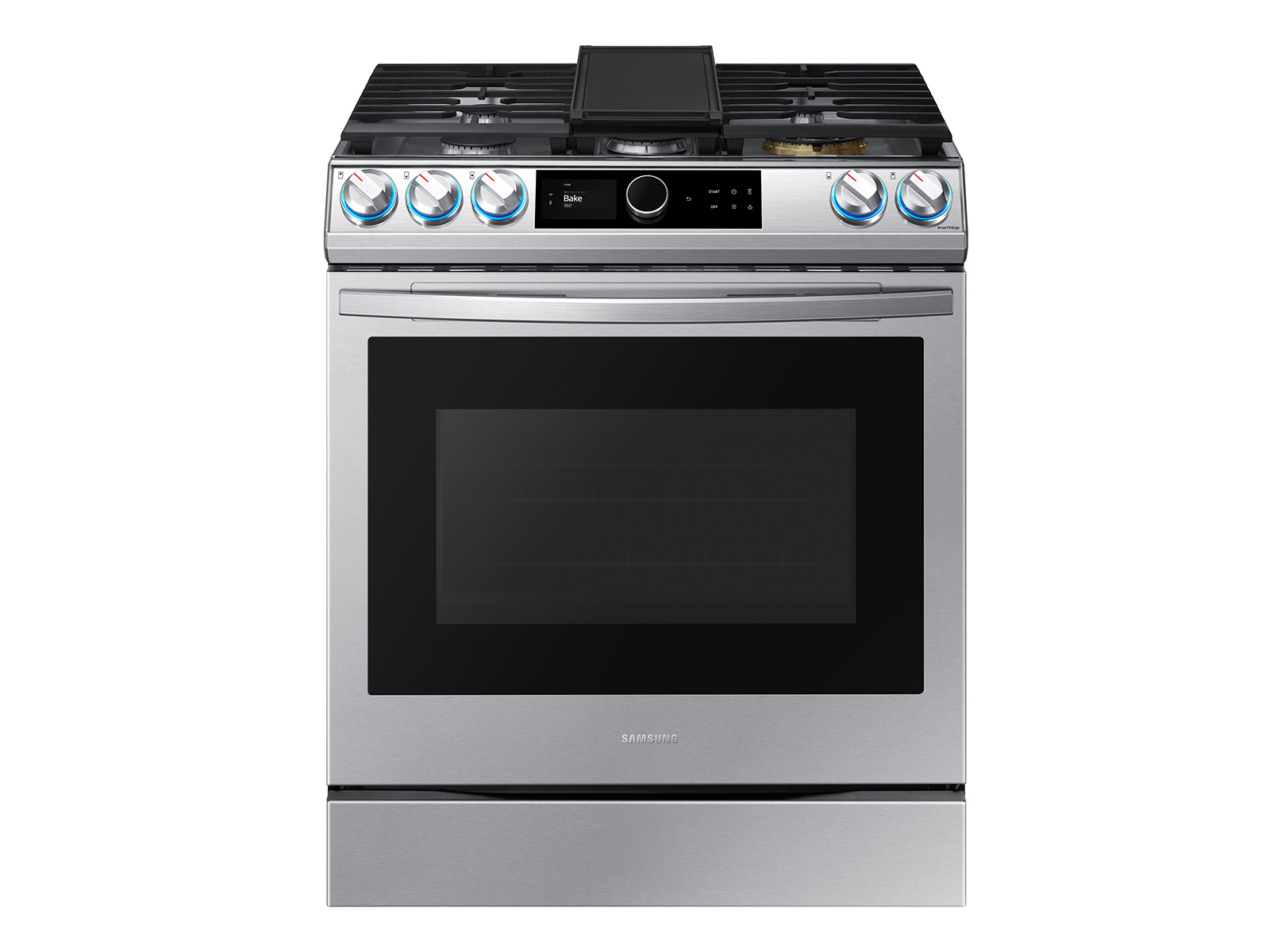 Samsung 6.0 cu ft. Smart Slide-in Gas Range with Smart Dial & Air Fry in Silver(NX60T8711SS/AA)