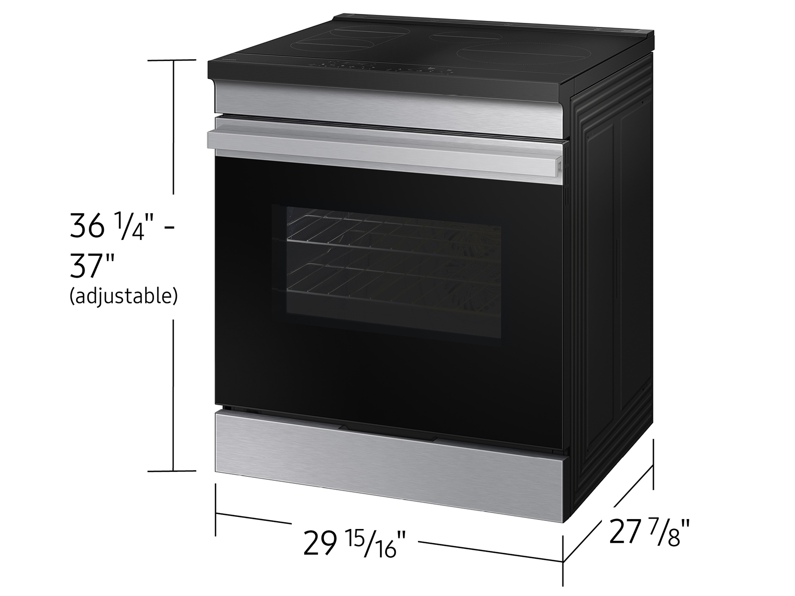 Thumbnail image of Bespoke 6.3 cu. ft. Smart Slide-In Induction Range with Anti-Scratch Glass Cooktop in Stainless Steel