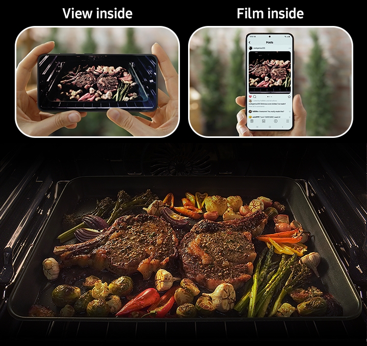 Samsung Stainless Steel Slide-In Gas Range with Smart Oven Camera Inside