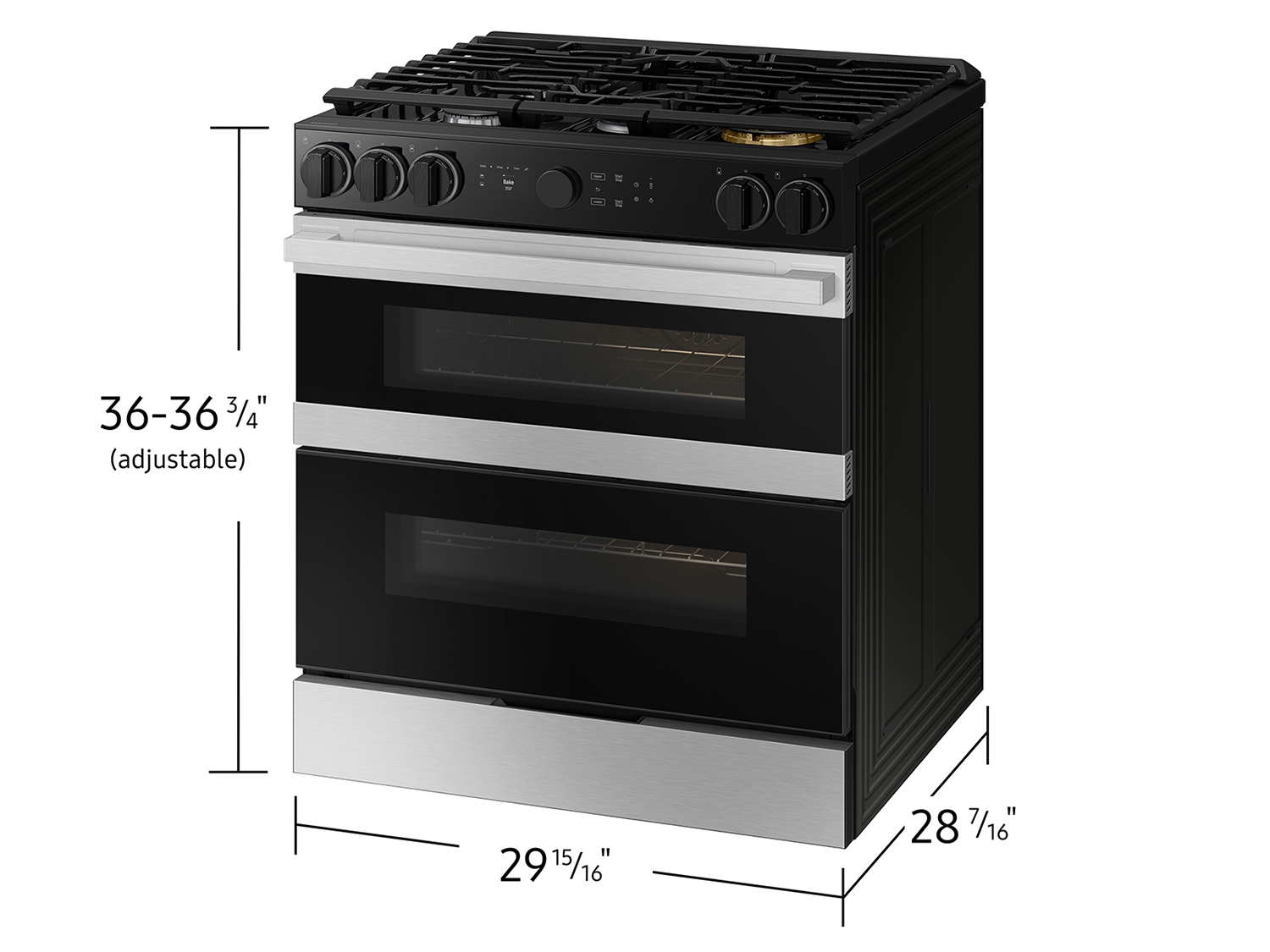 Thumbnail image of Bespoke Smart Slide-In Dual Fuel Range 6.3 cu. ft. with Flex Duo™ & Illuminated Precision Knobs in Stainless Steel