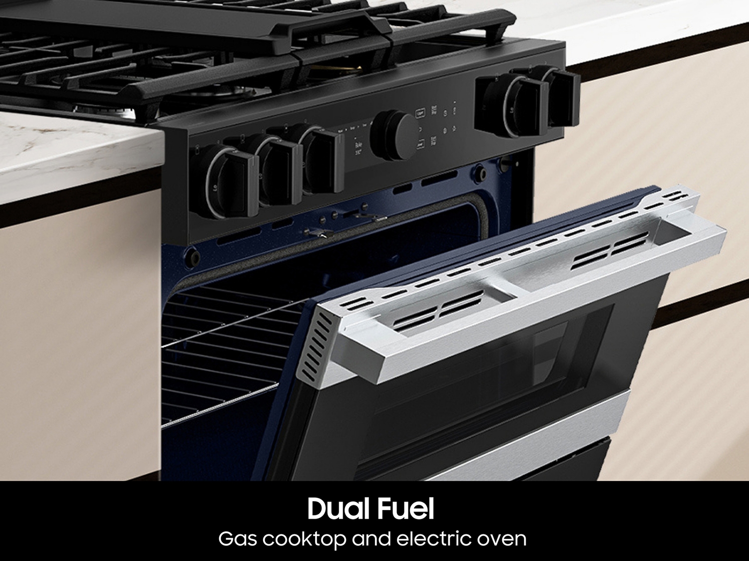 Thumbnail image of Bespoke Smart Slide-In Dual Fuel Range 6.3 cu. ft. with Flex Duo™ & Illuminated Precision Knobs in Stainless Steel