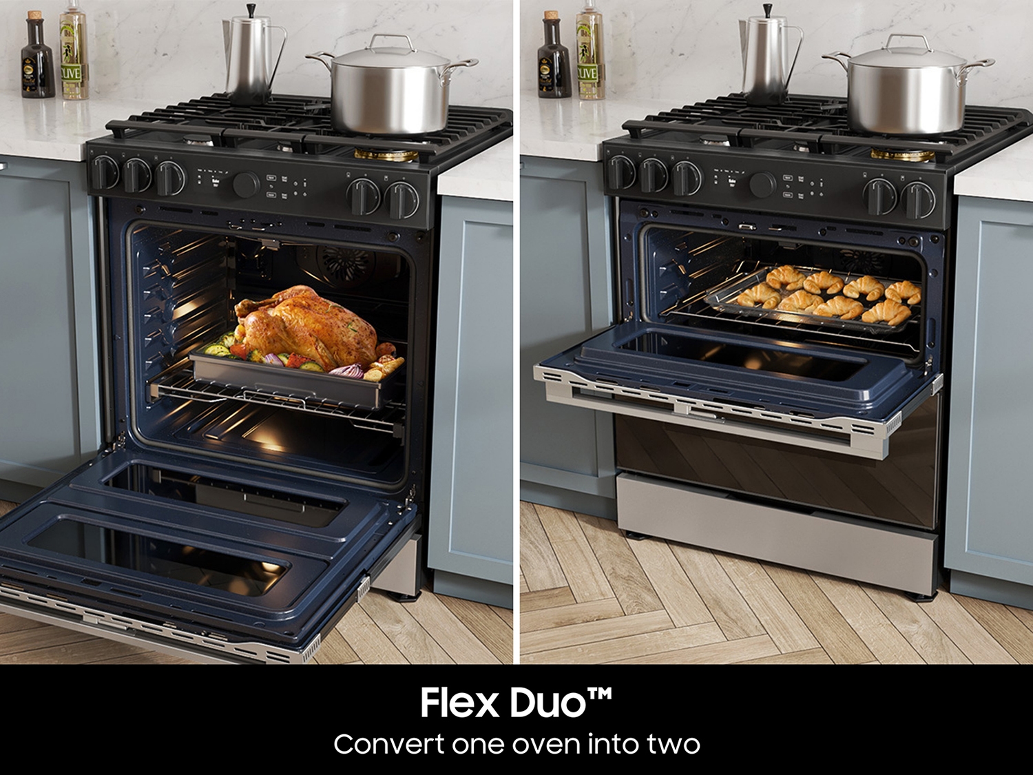 Thumbnail image of Bespoke Smart Slide-In Dual Fuel Range 6.3 cu. ft. with Flex Duo&trade; &amp; Illuminated Precision Knobs in Stainless Steel