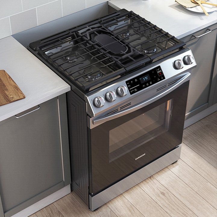 Samsung black stainless steel gas oven lets you choose how you want to bake  - CNET